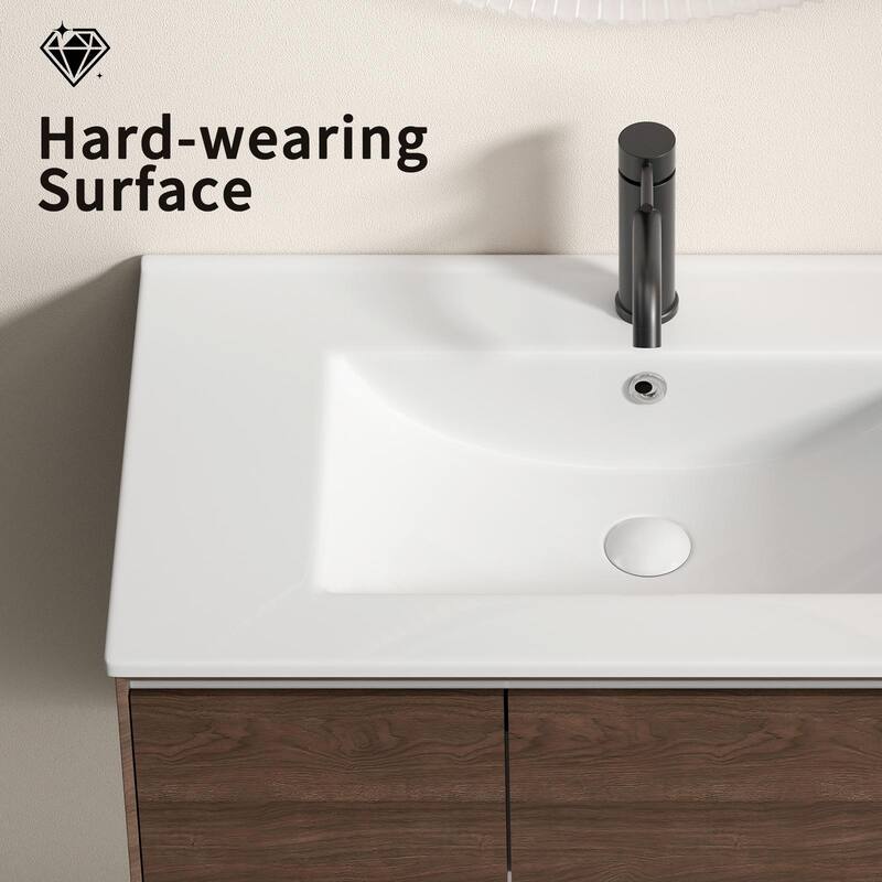 24-inch Bathroom Vessel Sink - Ceramic Vanity Sink Top without Overflow, Convenient Design