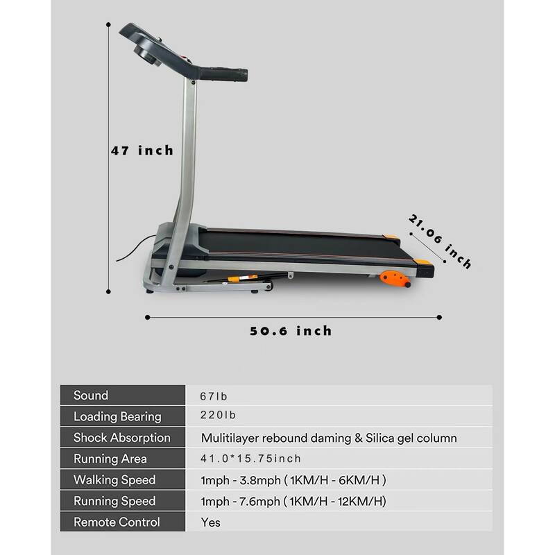 4-Incline Folding Treadmill Jogging Walking Machine wAdjust Programs