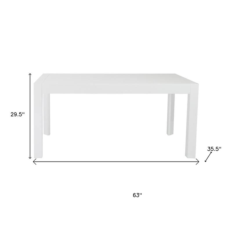 HomeRoots 63" White Wood Dining Table - 63.00 in. x 29.50 in. x 35.50 in.