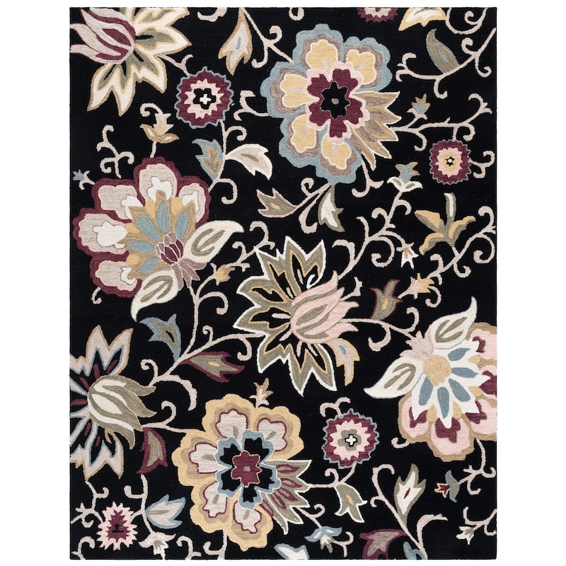 SAFAVIEH Handmade Blossom Katerinka Wool Rug - 8' x 10' - Black/Sage