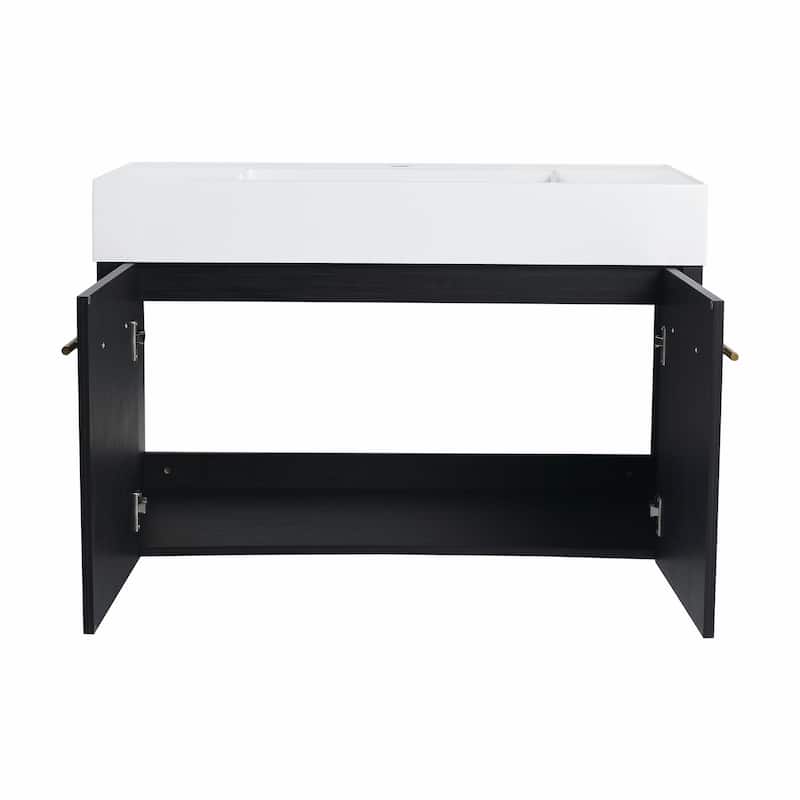 Wall-Mounted Bathroom Vanity with Thick-Edged Resin Basin Sink