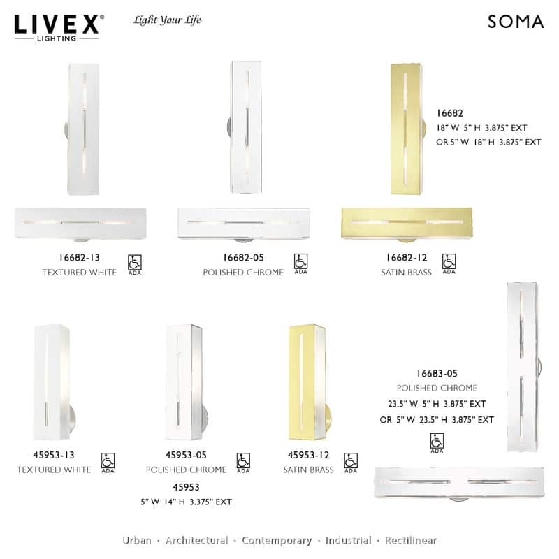 Livex Lighting 2-light Satin Brass ADA Vanity Sconce, 16682-12 - 18" W x 5" H x 3.875" Ext.
