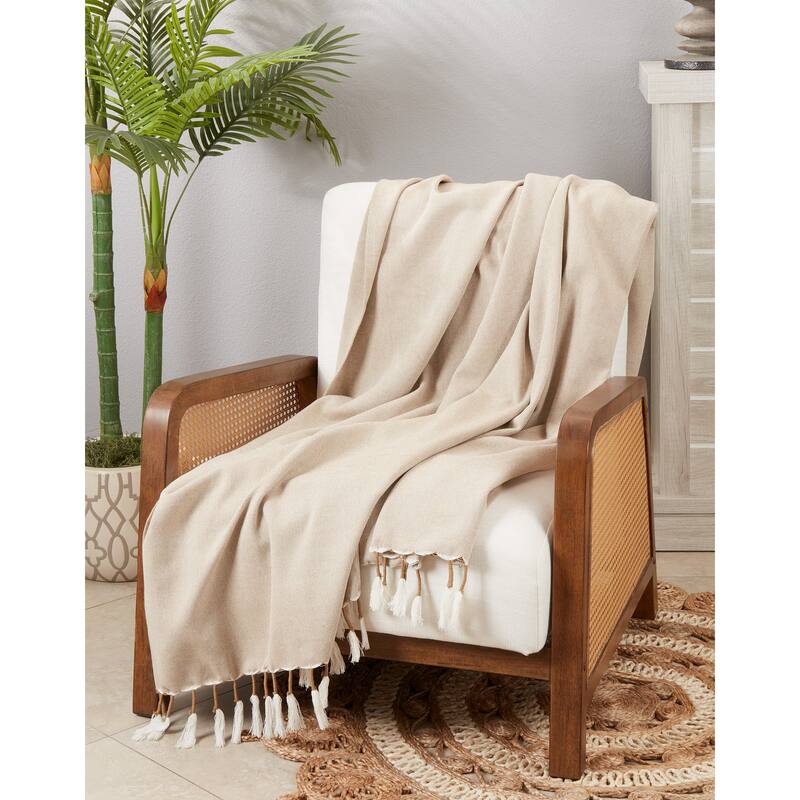 Rustic Luxe Tassel Throw Blanket
