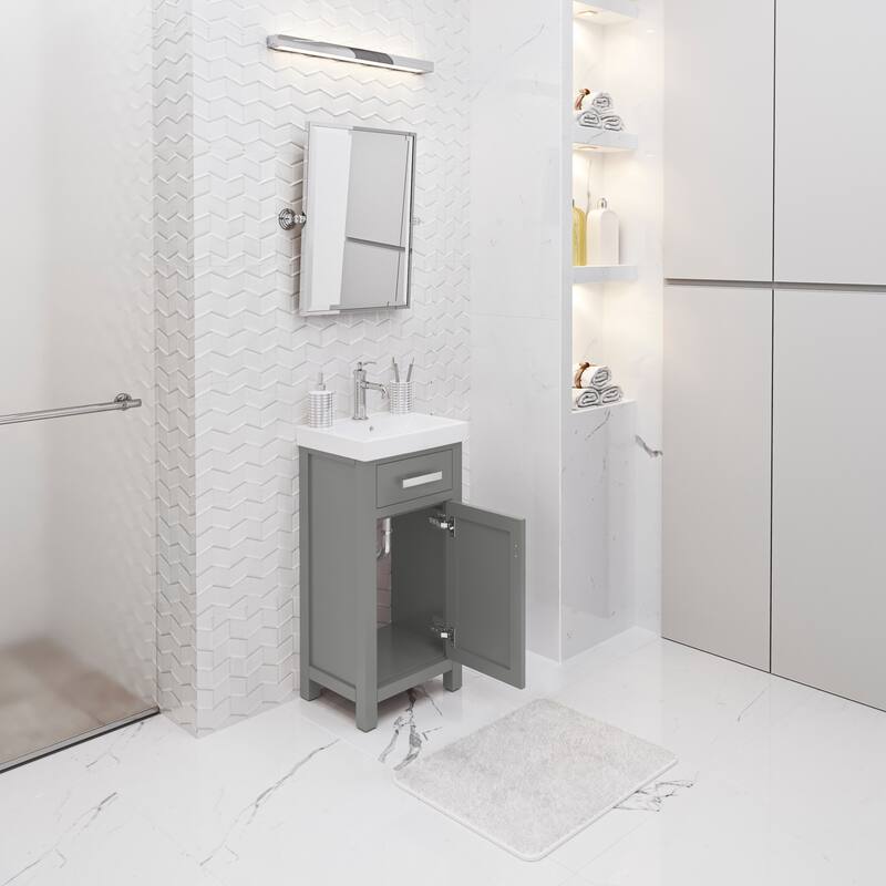 Mia 18 In. Integrated Ceramic Sink Top Vanity in Espresso with Modern Single Faucet
