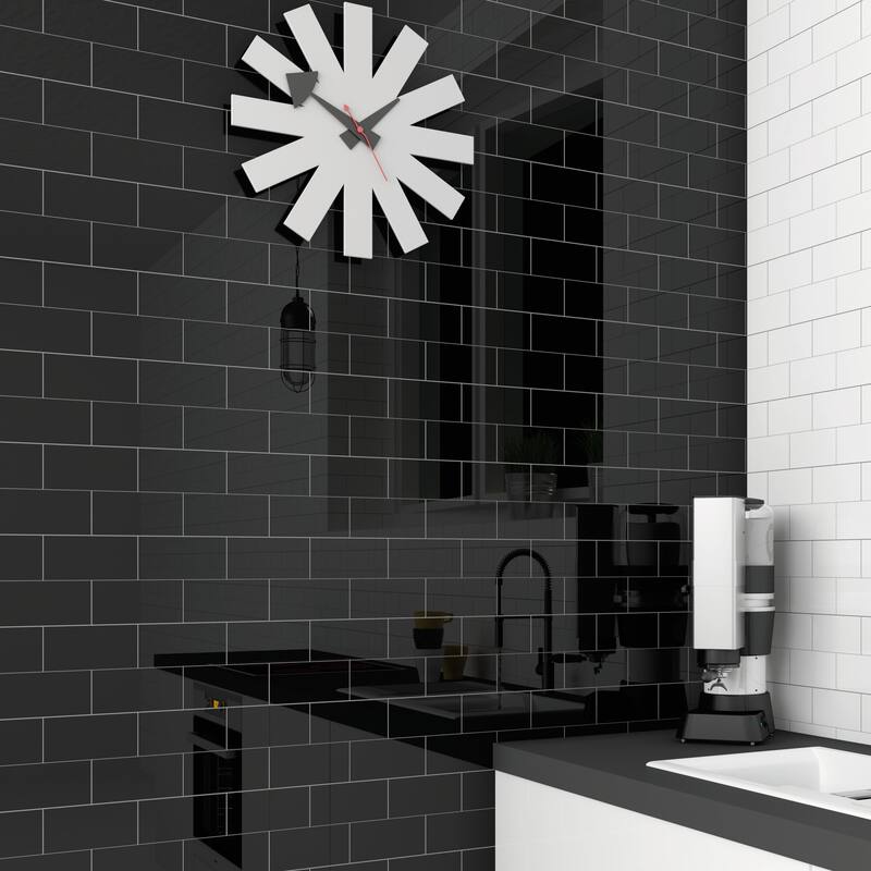 Merola Tile Crown Heights 3" x 6" Glossy Black Ceramic Wall Tile