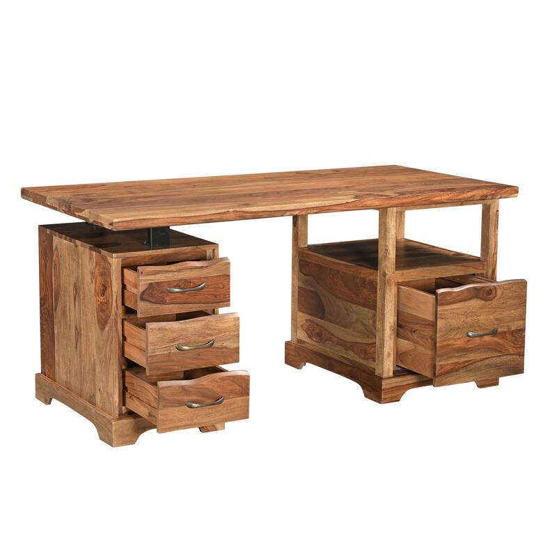Avenue 2-piece Live Edge Solid Wood Desk Set