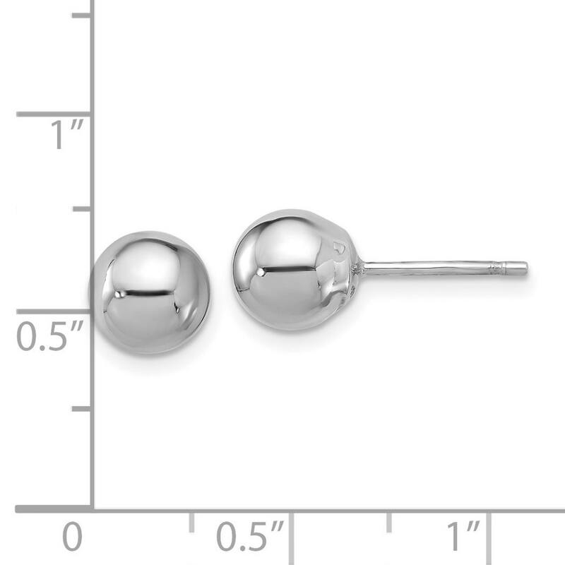 Curata 14k White Gold 8mm Ball Post Earrings