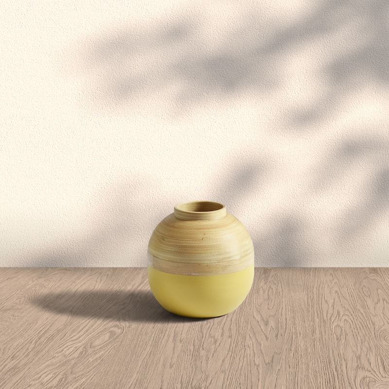 Tropics Bamboo Vase - Yellow - 5 Inches