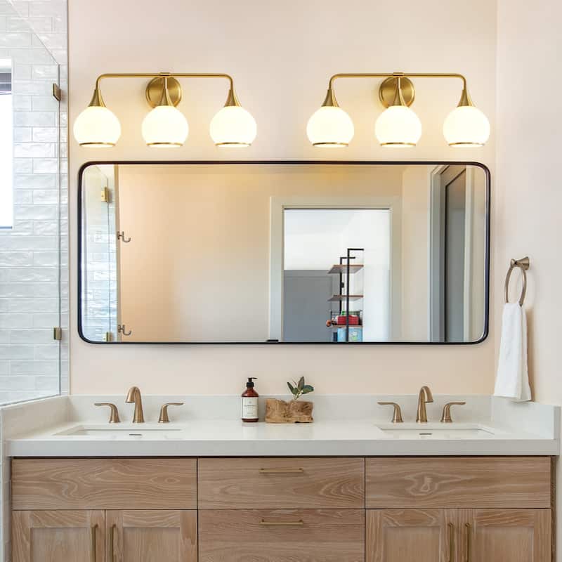 Modern Vanity Lights Dimmable Bathroom Light Fixtures with Glass Shade