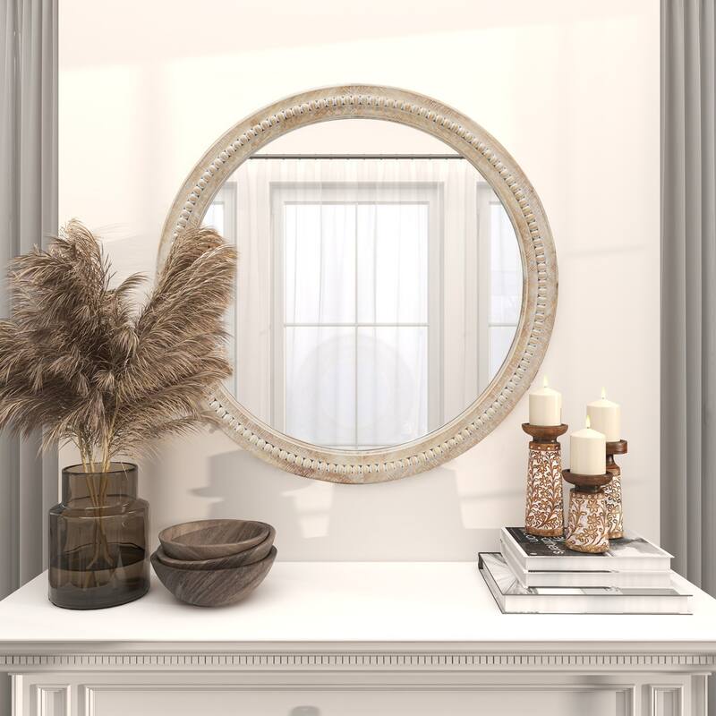 Country-Style Wooden Bead Mirror Enhances Your Home Style