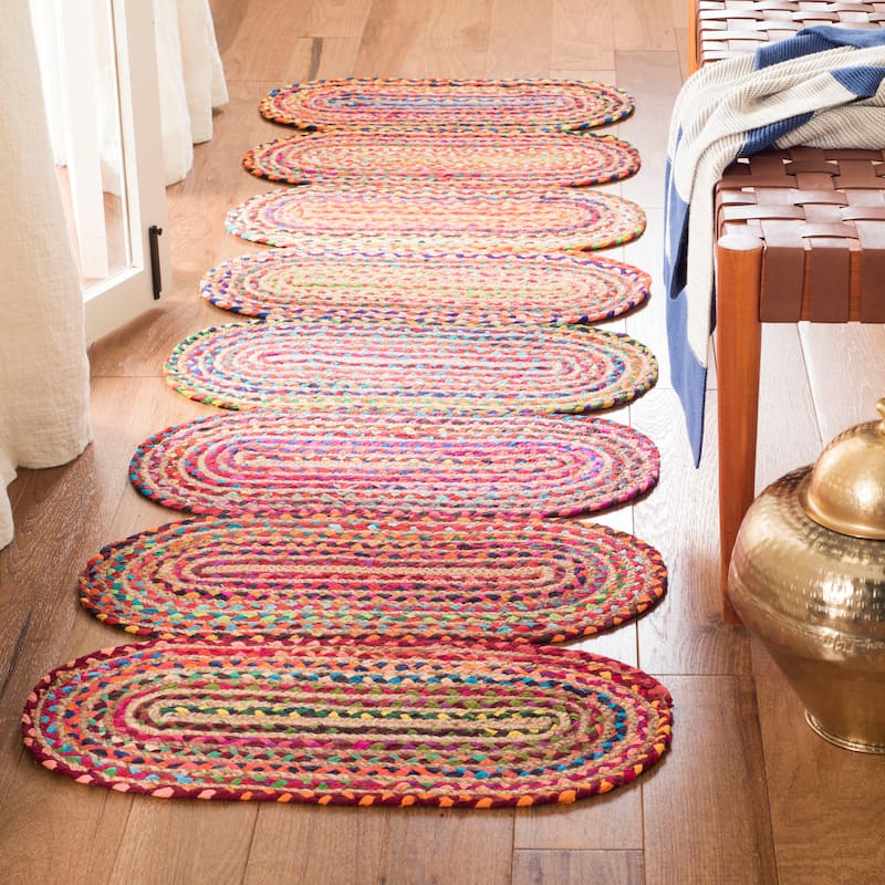 SAFAVIEH Handmade Cape Cod Hayrani Coastal Jute Rug - 2'3" x 8' Runner - Red/Multi
