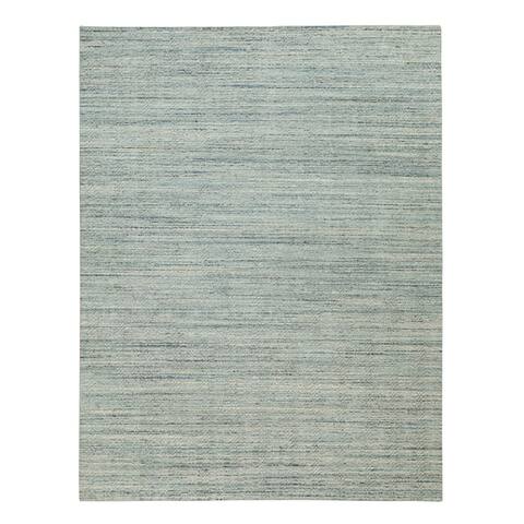 Hand Knotted Green Modern and Contemporary with Wool Oriental Rug (9' x 11'10") - 9' x 11'10"