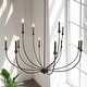 preview thumbnail 11 of 13, LALUZ Modern Transitional 2-Tier 12-Light Black Wheel Chandelier for Large Living Dining Room Entryway - Dia. 48.8" x H 31.5"