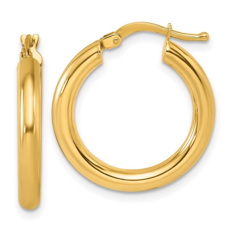 Curata 14k Yellow Gold Polished Round Tube Hoop Earrings - 23x21.5mm