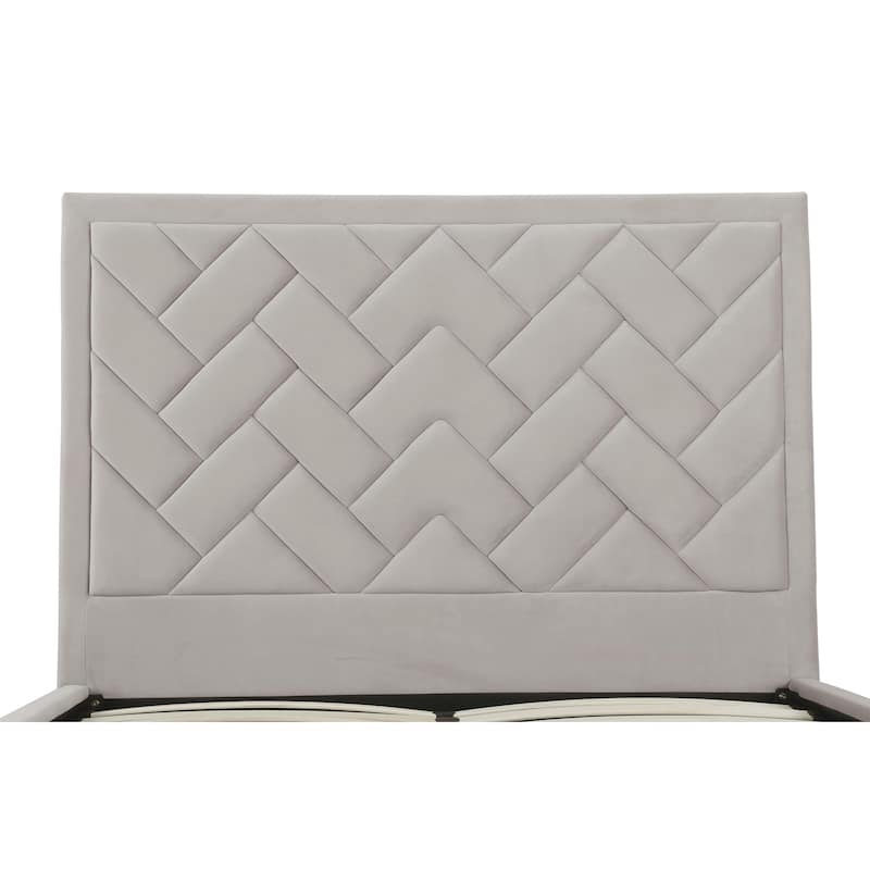 Manhattan Comfort Crosby Velvet Upholstered Bed