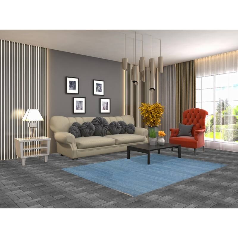 Blue Modern Gabbeh Oriental Rug Handmade Wool Carpet - 4'8"x 6'7"