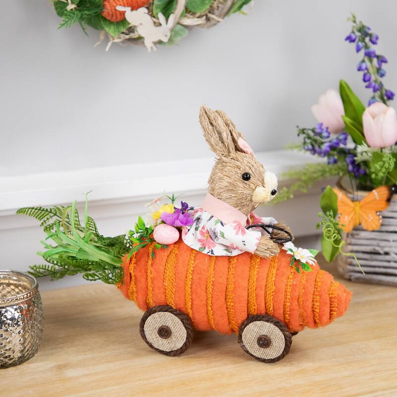Girl Bunny with Carrot Car Easter Decoration - 13" - 9.25"