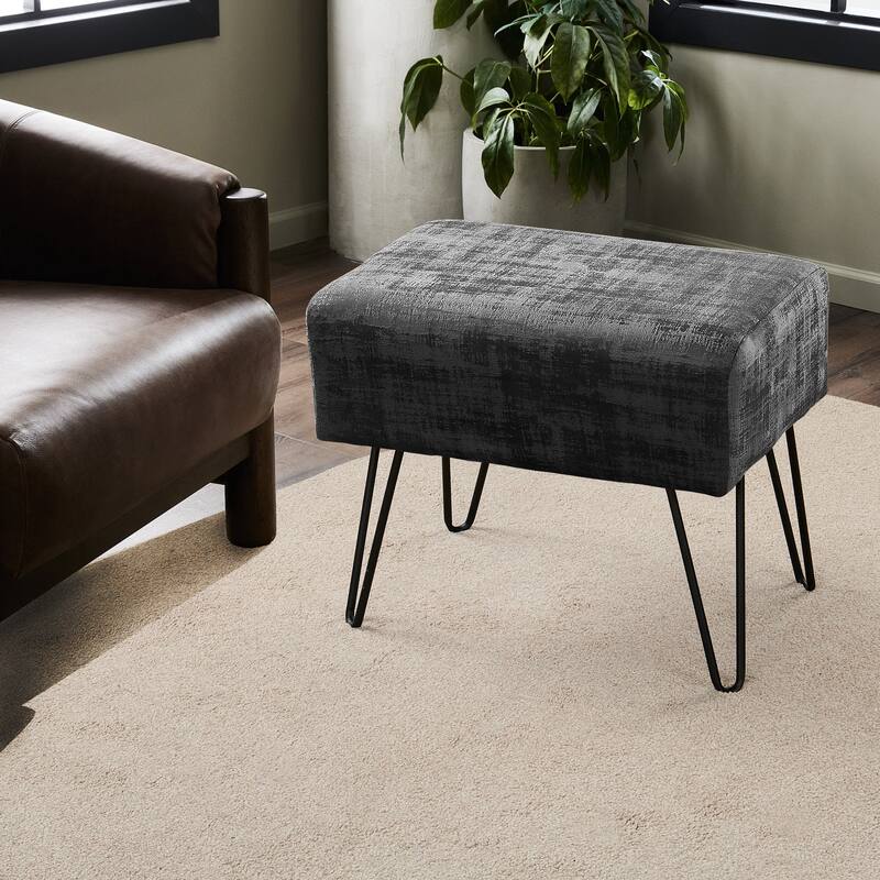 Textured Velvet Ottoman