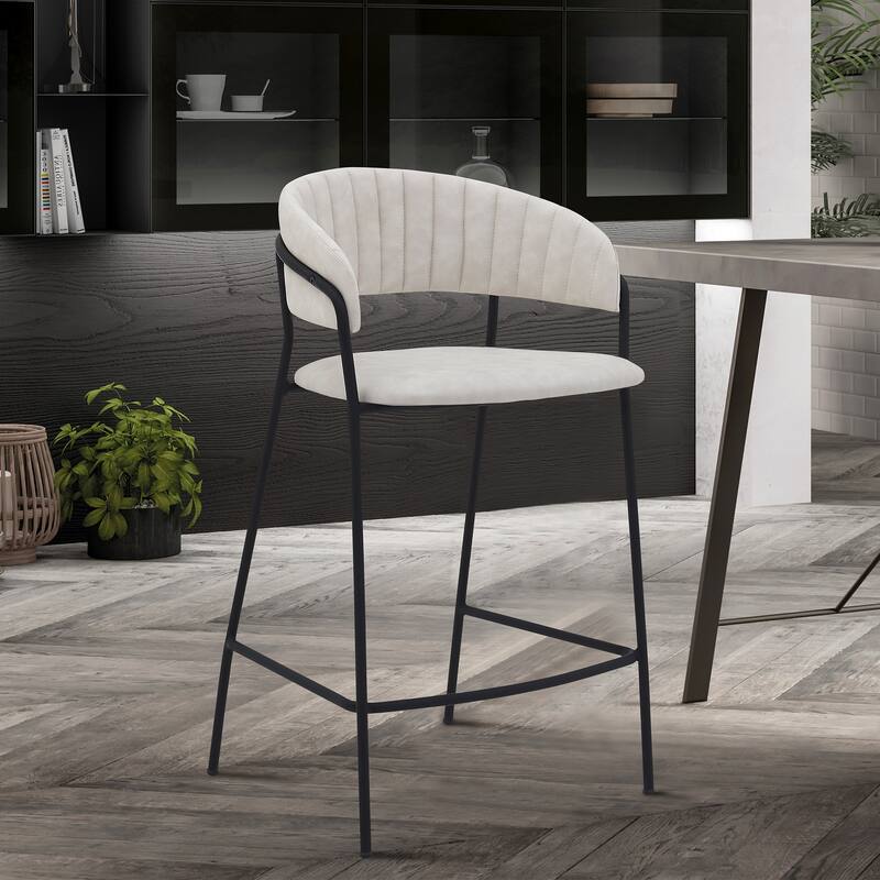 Nara Upholstered Barrel Seat Counter Height Bar Stool