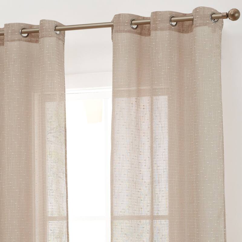 HLC.ME Emily Faux Linen Semi Sheer Light Filtering Transparent Grommet Lightweight Window Curtains Drapery Panels, 2 Panels