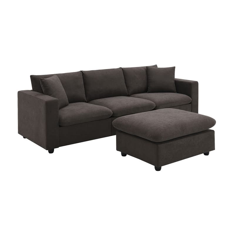 100.4" L-shaped Triple Sofa with Two Throw Pillows