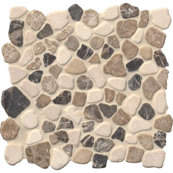 MSI SMOT-PEB-MIX 11-7/16" x 11-7/16" Pebble Mosaic Sheet - Tumbled Marble Visual - Sold by Carton (9.1 SF/Carton)