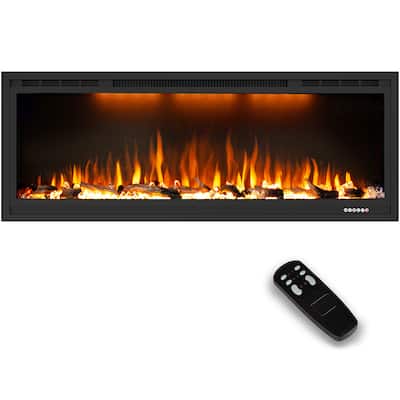 74inches Wall Mounted and Recessed Electric Fireplace,1500W/750W