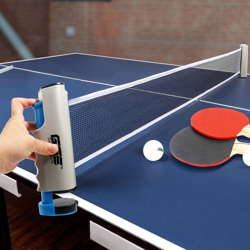 GSE™ Adjustable Retractable Ping Pong Net & Post. Anywhere Portable Table Tennis Net & Clamps