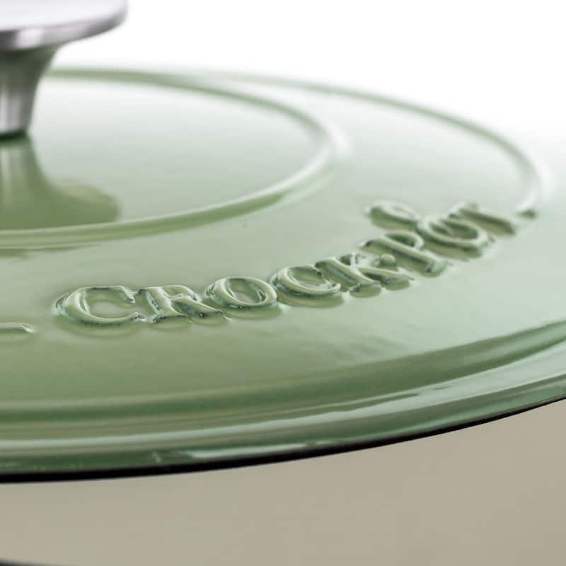 Heavy Duty 7 Quart Enamled Cast Iron Dutch Oven with Lid in Light Forest Green