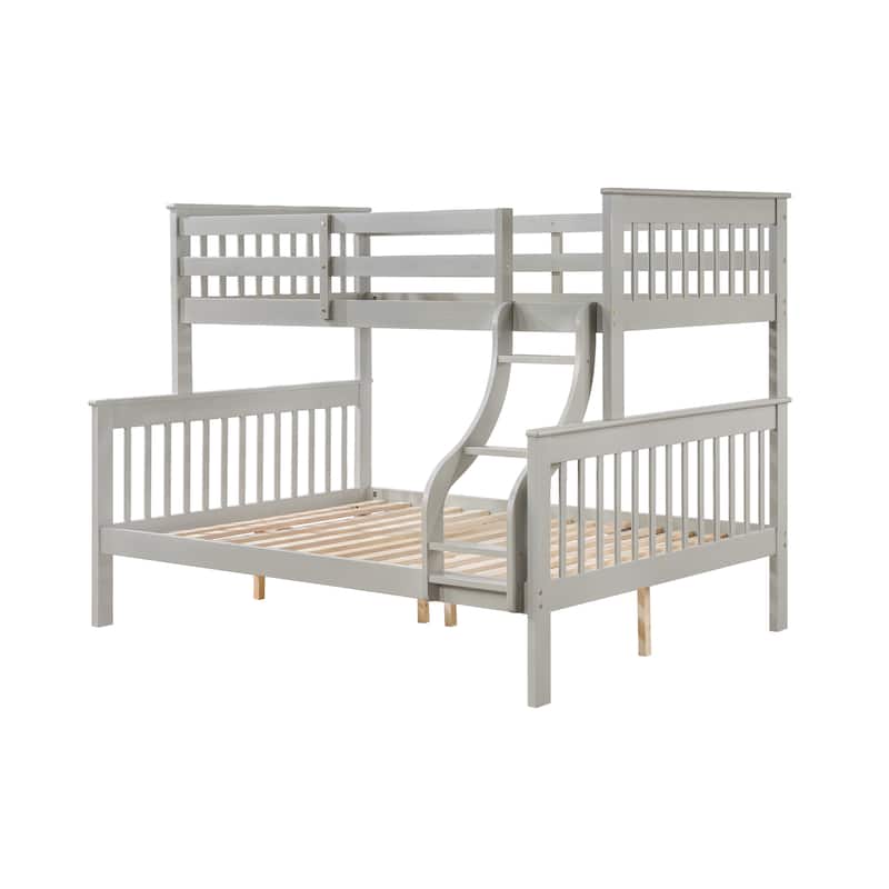 Twin/Full Pine Wood Bunk Bed with Slat System and Ladder