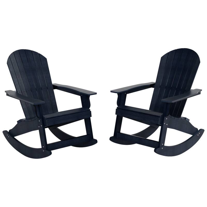 Vineyard HIPS Outdoor Eco-Friendly All Weather Seashell Rocking Adirondack Chairs (Set of 2)