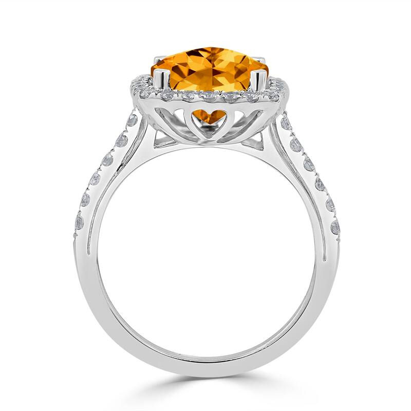 Auriya 2 3/4ct Cushion-cut Citrine and Halo Diamond Engagement Ring 1/2cttw 14k Gold