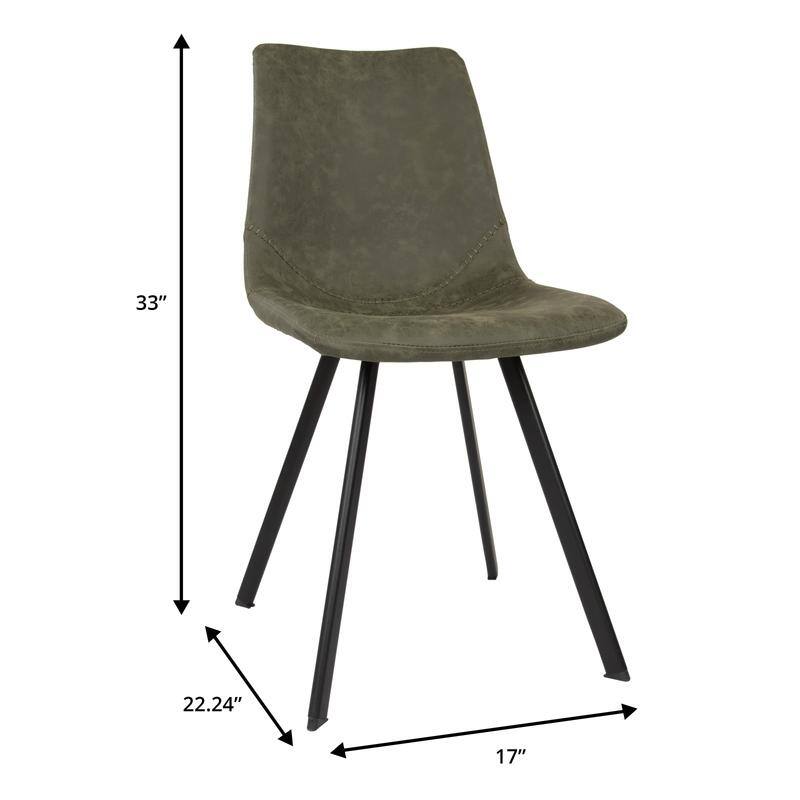 Markley Dining Chair with Leather Seat in Black Steel Legs, Scratch-Resistant, Ergonomic & Comfortable Modern Kitchen Chair