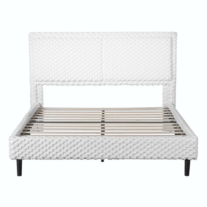 Simple Modern White Plush Soft Bed - Comfortable Backrest for Bedroom