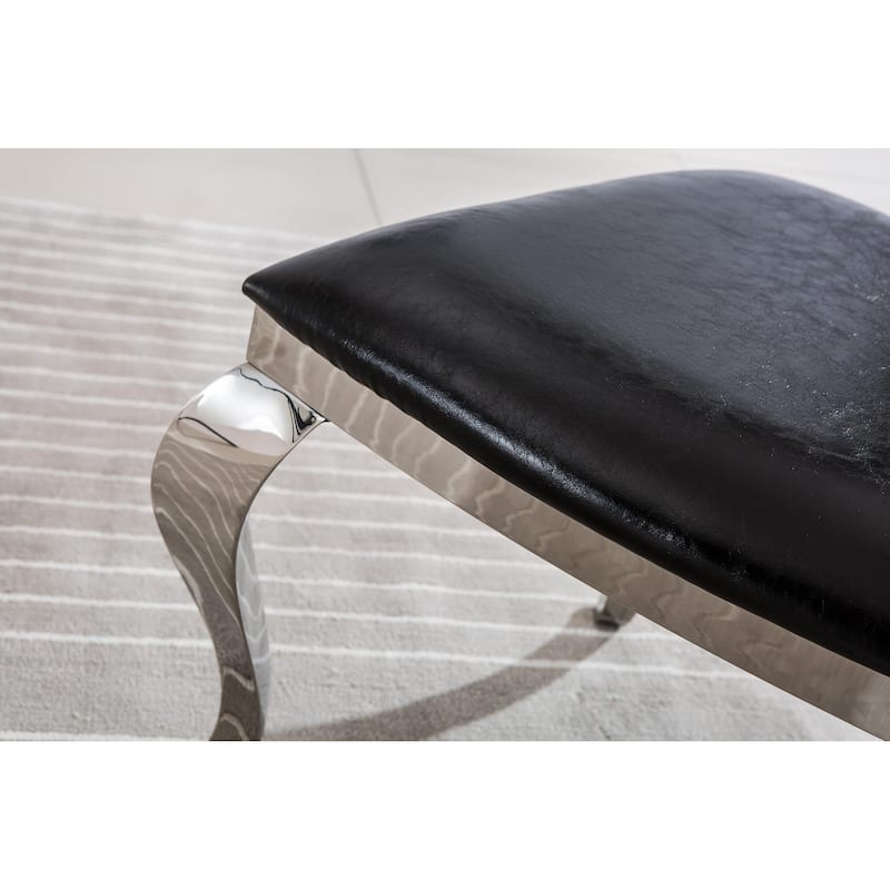 Set of 2 Leatherette Dining Chair with Oval Backrest and Steel Legs