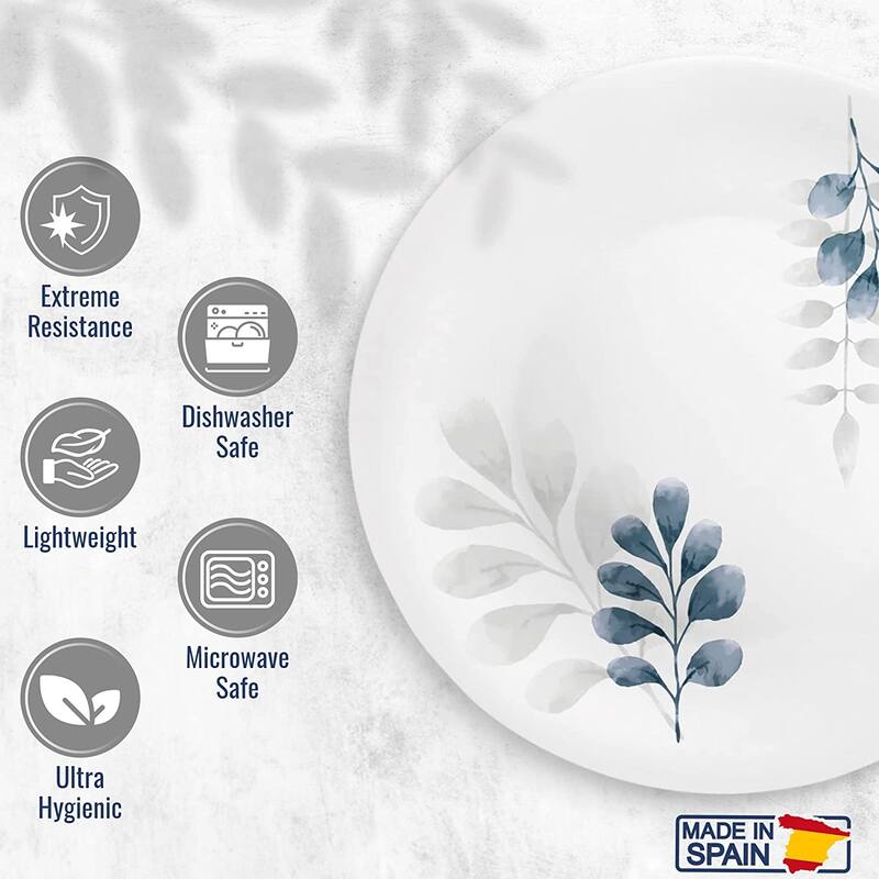 Bormioli Rocco White Moon Botanica Blue Plate Set of 6