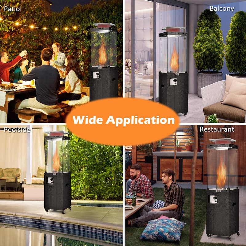 Gymax 41,000 BTU Propane Patio Heater Glass Tube Standing Gas Heater