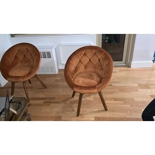 Art-Leon Modern Velvet Tufted Back Round Swivel Accent Chair