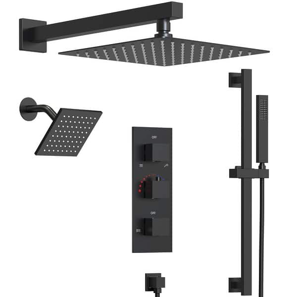 NERDON 12" Rainfall Shower System With Tub Spout – Wall Mounted, High Pressure, Handheld Combo, 3-Way Diverter, Adjustable Slide Bar, Self-Cleaning Nozzles, Chrome