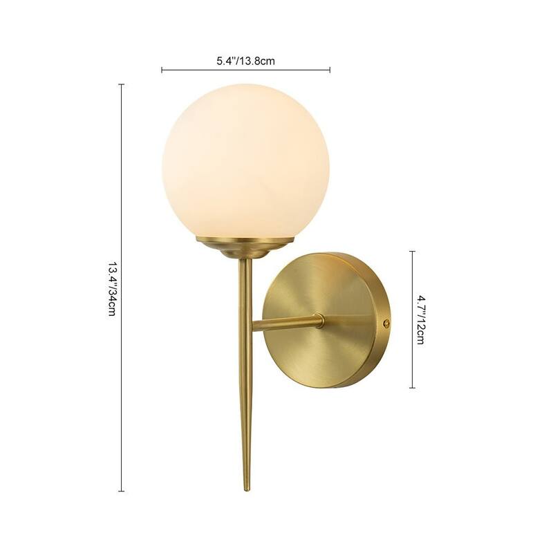 Modern Brass Single Matte Glass Wall Light