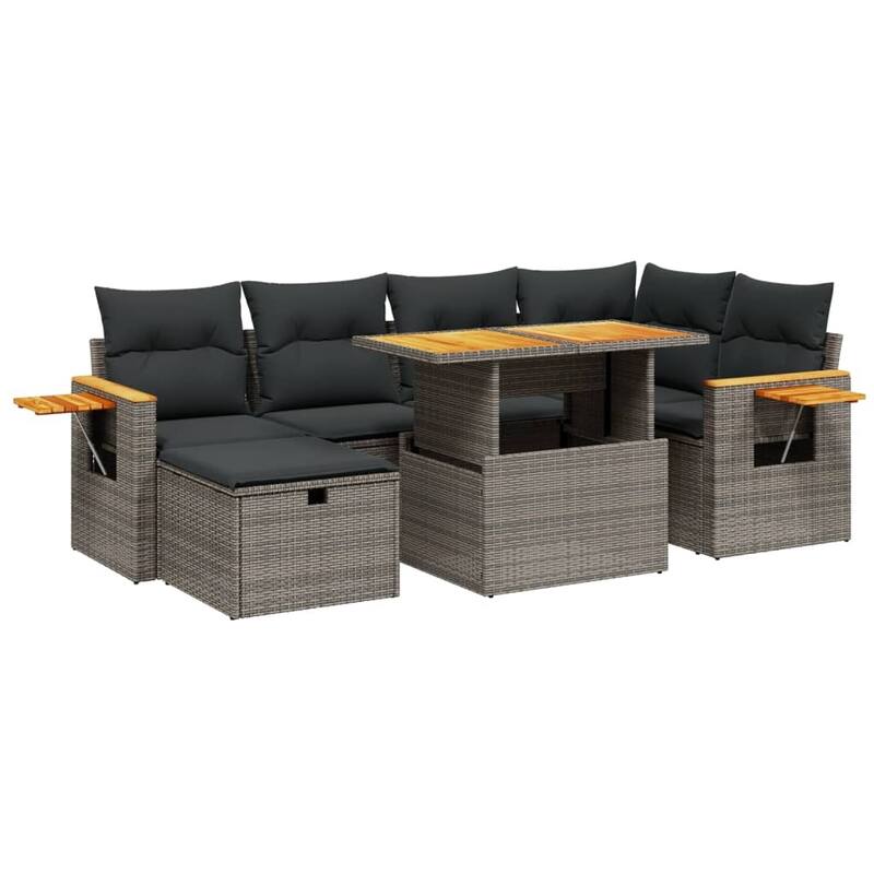 vidaXL Patio Sofa Set with Cushions Outdoor Conversation Furniture Poly Rattan