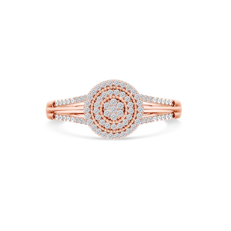 1/6ct TDW Diamond Cluster Halo Engagement Ring in 10K Rose Gold for Women