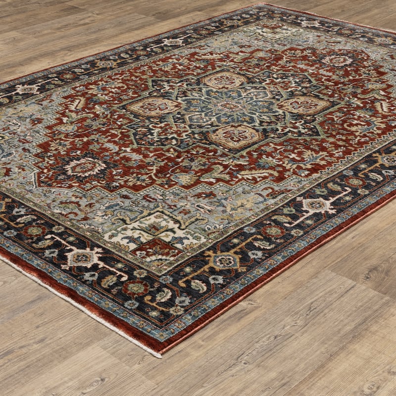 Esme Traditional Medallion Red/ Blue Area Rug