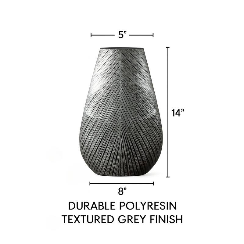 Aria Home Arrowhead Grey Textured Polyresin Vase for Modern Home Decor