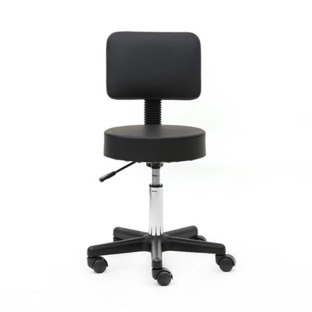 Round Shape Plastic Adjustable Salon Stool with Back Black - 12.59 x 13.78 x 34.45