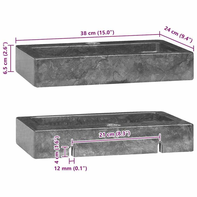vidaXL Wall-mounted Sink Gray/Cream/Black 15"x9.4"x2.6" Marble