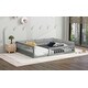 preview thumbnail 5 of 17, Solid Pine Wood Full Size Upholstered Platform Bed with Guardrail and Pillow, Not Need Box Spring, for Kids Girls Boys