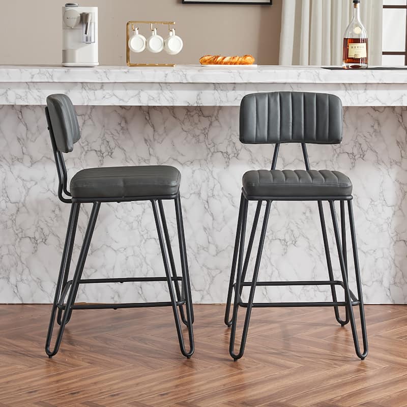 Upholstered Counter Height Chairs Side Chairs Set of 2 - Grey