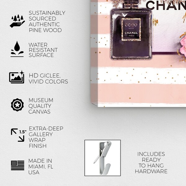 Oliver Gal 'Shopping Bag and Floral Blush' Glam Pink Wall Art