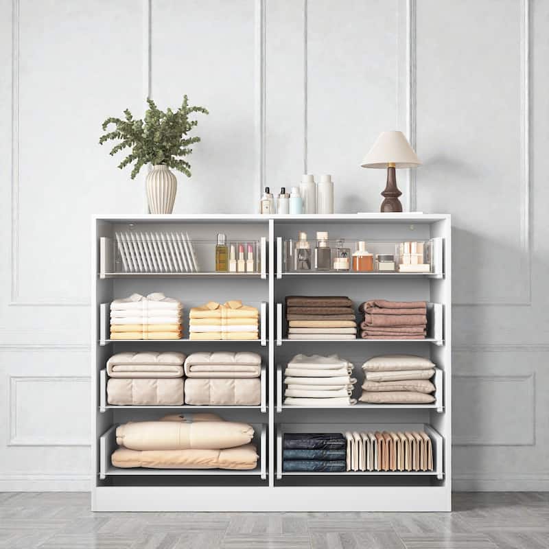 Modern 8 Drawer Dresser with Gold Metal Handles, 47.2 Inch Wide Wood Chest of Drawers for Bedroom Living Room